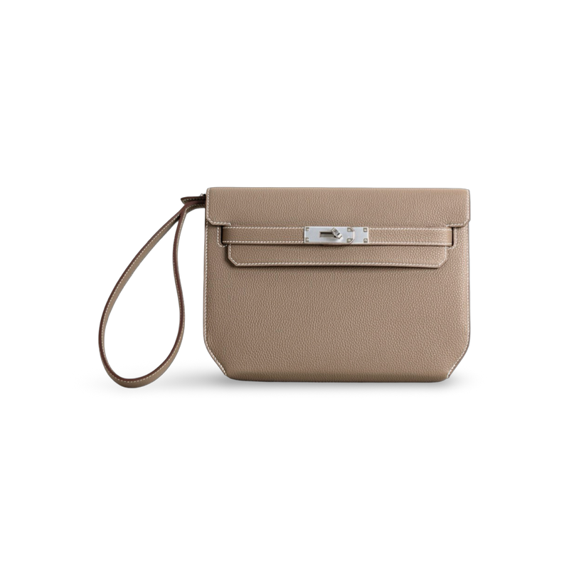 KELLY DEPECHES 25 TOGO LEATHER ETOUPE WITH PALLADIUM HARDWARE (PHW)