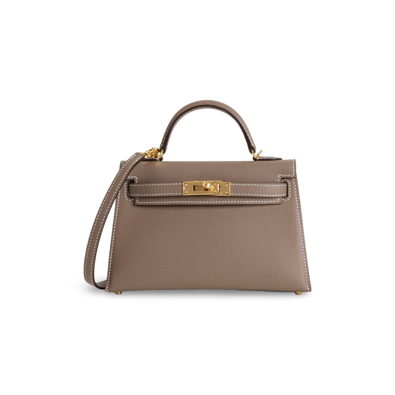 MINI KELLY II (20) EPSOM LEATHER ETOUPE WITH GOLD HARDWARE (GHW)