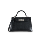 MINI KELLY II (20) LIZARD LEATHER NOIR (BLACK) WITH PALLADIUM HARDWARE (PHW)