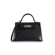 MINI KELLY II (20) LIZARD LEATHER NOIR (BLACK) WITH PALLADIUM HARDWARE (PHW)