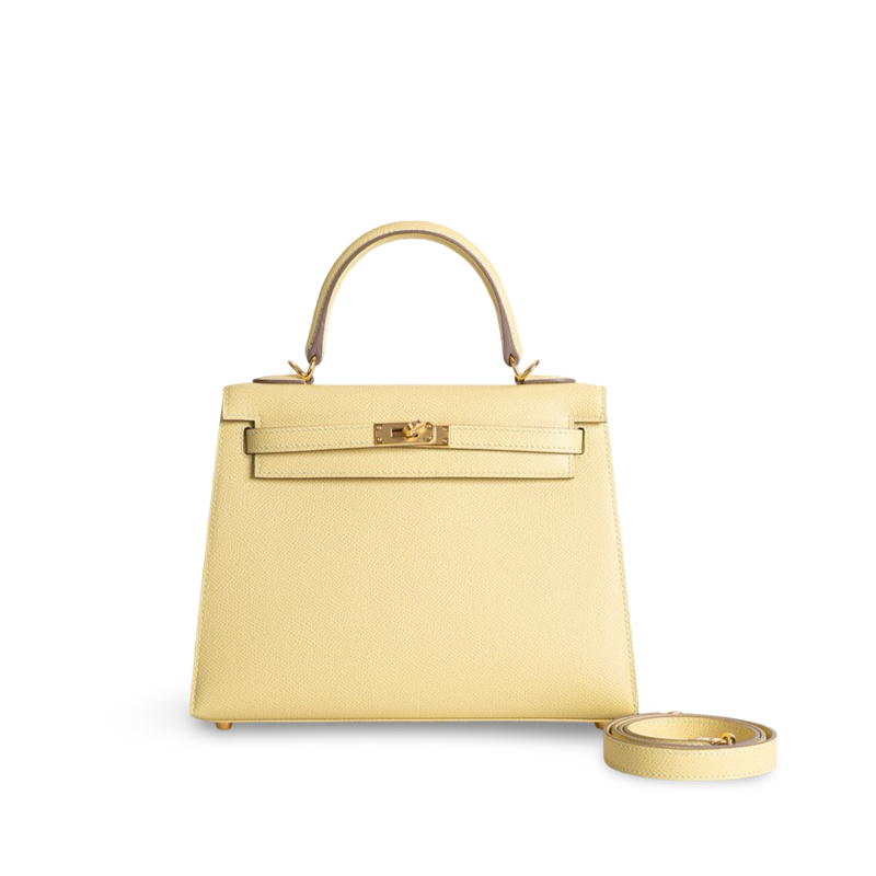 KELLY 25 EPSOM LEATHER JAUNE POUSSIN WITH GOLD HARDWARE (GHW)