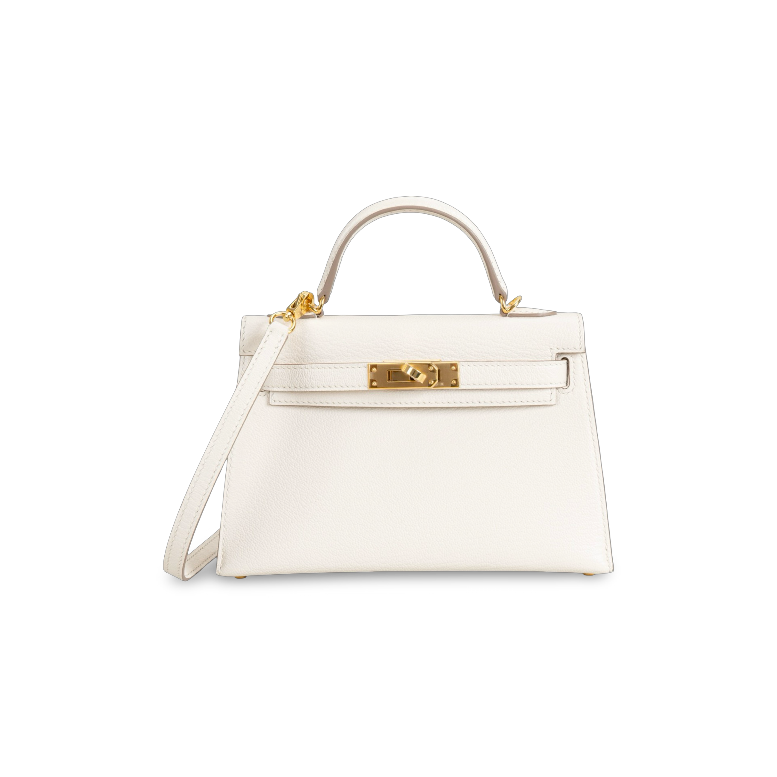 MINI KELLY II (20) CHEVRE LEATHER CRAIE WITH GOLD HARDWARE (GHW)