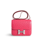 CONSTANCE 18 (MINI) OSTRICH LEATHER ROSE TYRIEN WITH PALLADIUM HARDWARE (PHW)