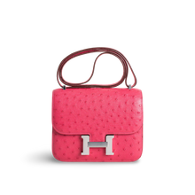 CONSTANCE 18 (MINI) OSTRICH LEATHER ROSE TYRIEN WITH PALLADIUM HARDWARE (PHW)