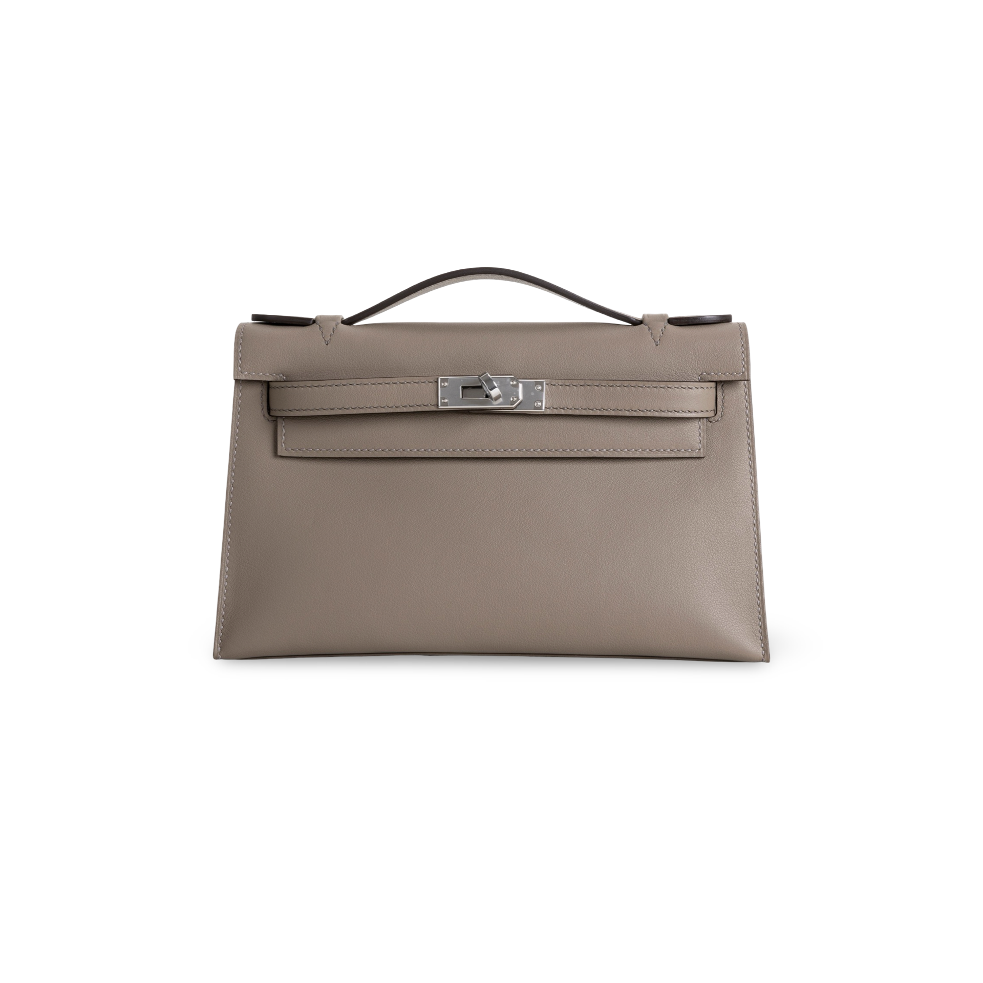 KELLY POCHETTE SWIFT LEATHER GRIS ASPHALTE WITH PALLADIUM HARDWARE (PHW)