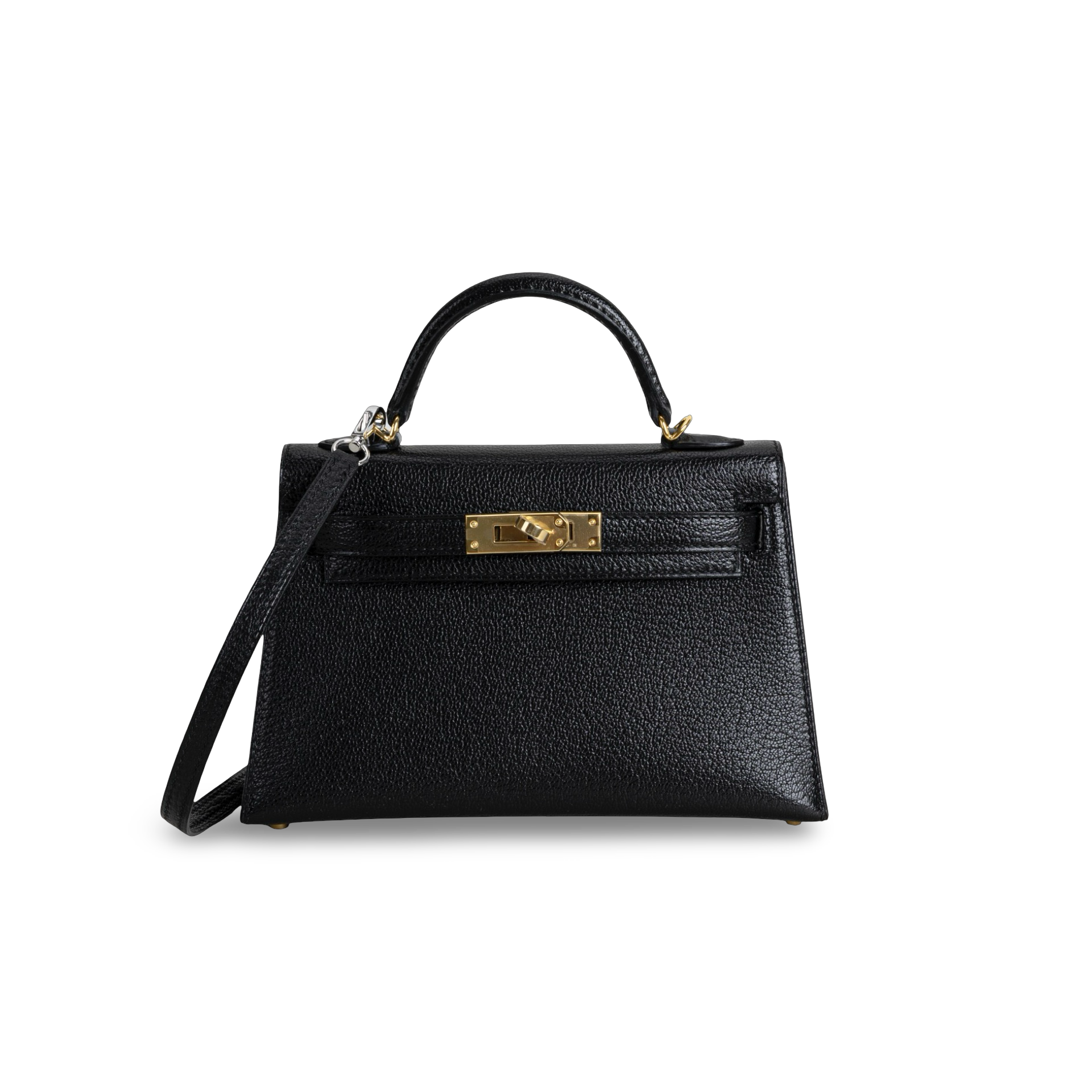 MINI KELLY II (20) CHEVRE LEATHER NOIR (BLACK) WITH GOLD HARDWARE (GHW)