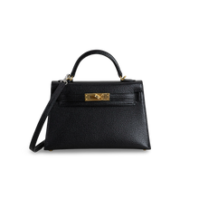 MINI KELLY II (20) CHEVRE LEATHER NOIR (BLACK) WITH GOLD HARDWARE (GHW)