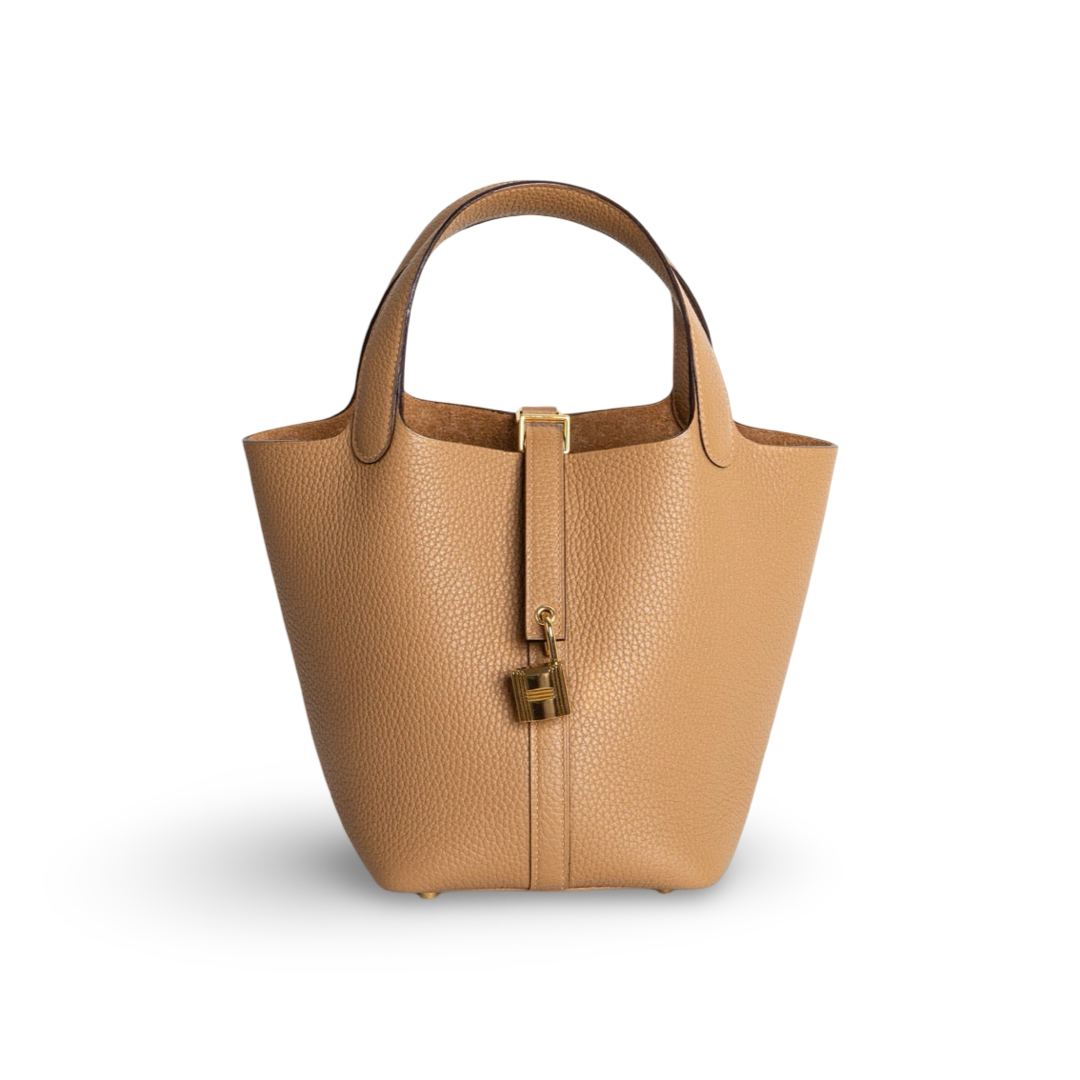 PICOTIN 18 LOCK CLEMENCE LEATHER BISCUIT WITH GOLD HARDWARE (GHW)