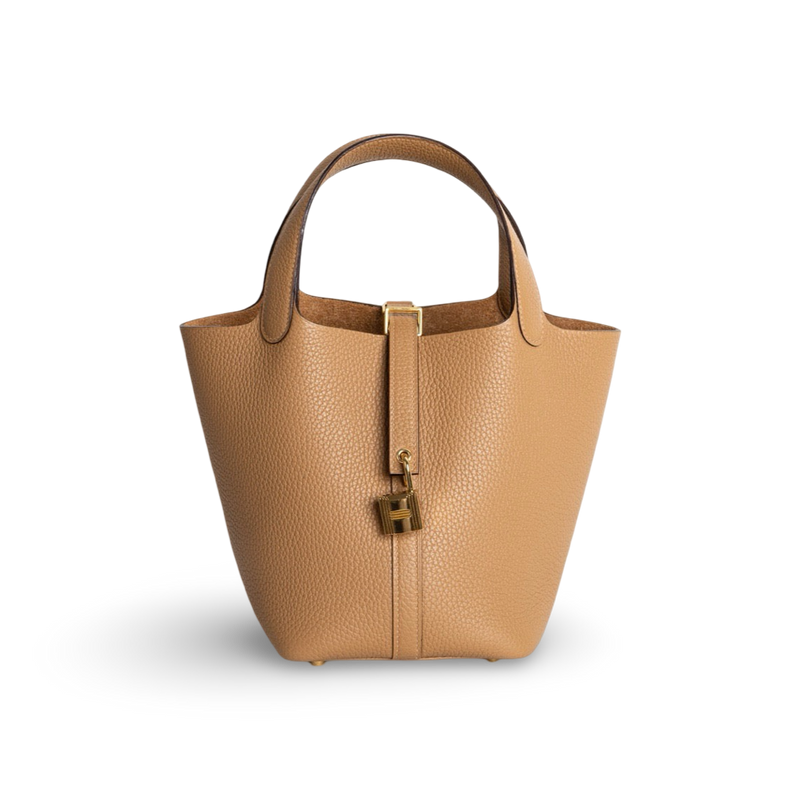 PICOTIN 18 LOCK CLEMENCE LEATHER BISCUIT WITH GOLD HARDWARE (GHW)