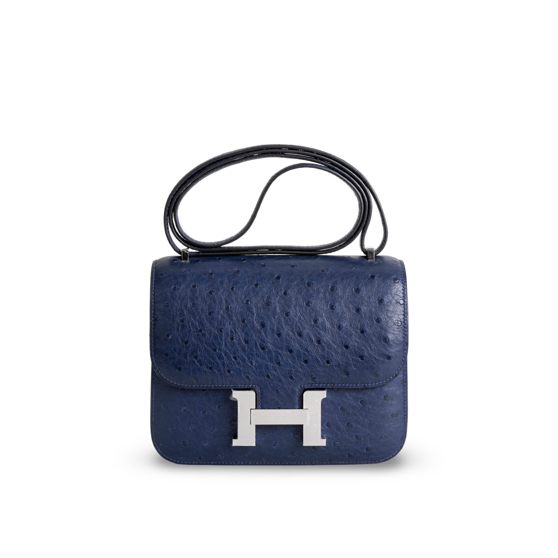 CONSTANCE 18 (MINI) OSTRICH LEATHER BLEU SAPHIR WITH PALLADIUM HARDWARE (PHW)