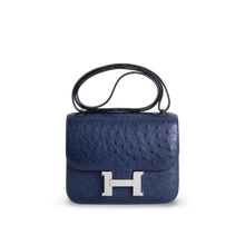 CONSTANCE 18 (MINI) OSTRICH LEATHER BLEU SAPHIR WITH PALLADIUM HARDWARE (PHW)