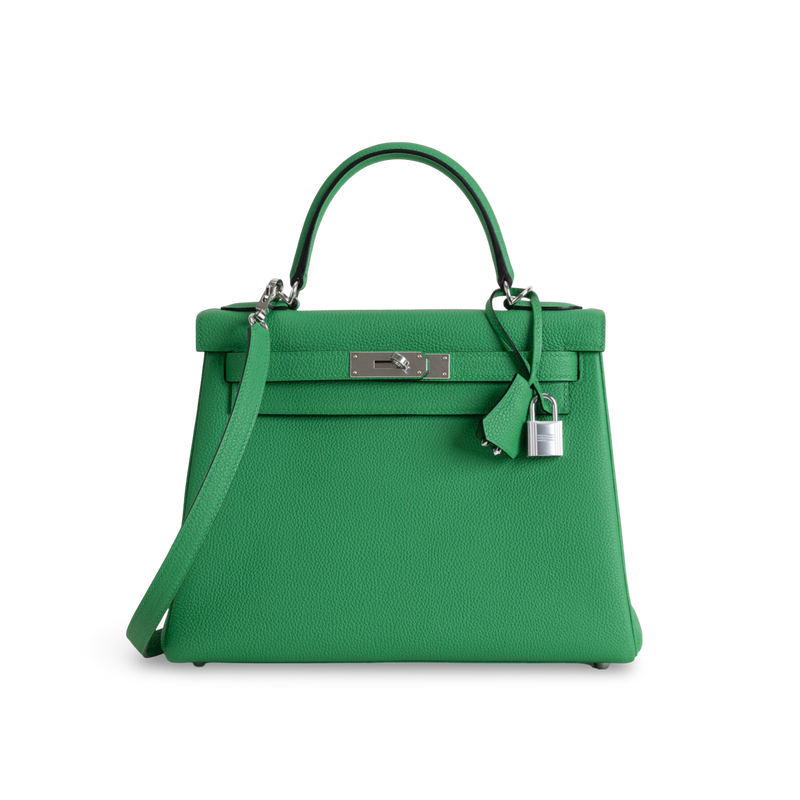 KELLY 28 TOGO LEATHER BAMBOO (GREEN) WITH PALLADIUM HARDWARE (PHW)