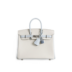 BIRKIN 25 CHEVRE LEATHER HORSESHOE STAMP (HSS) BI-COLOR BETON & BLEU BRUME WITH PALLADIUM HARDWARE (PHW)
