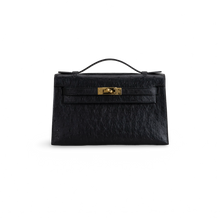 KELLY POCHETTE OSTRICH LEATHER NOIR (BLACK) WITH GOLD HARDWARE (GHW)