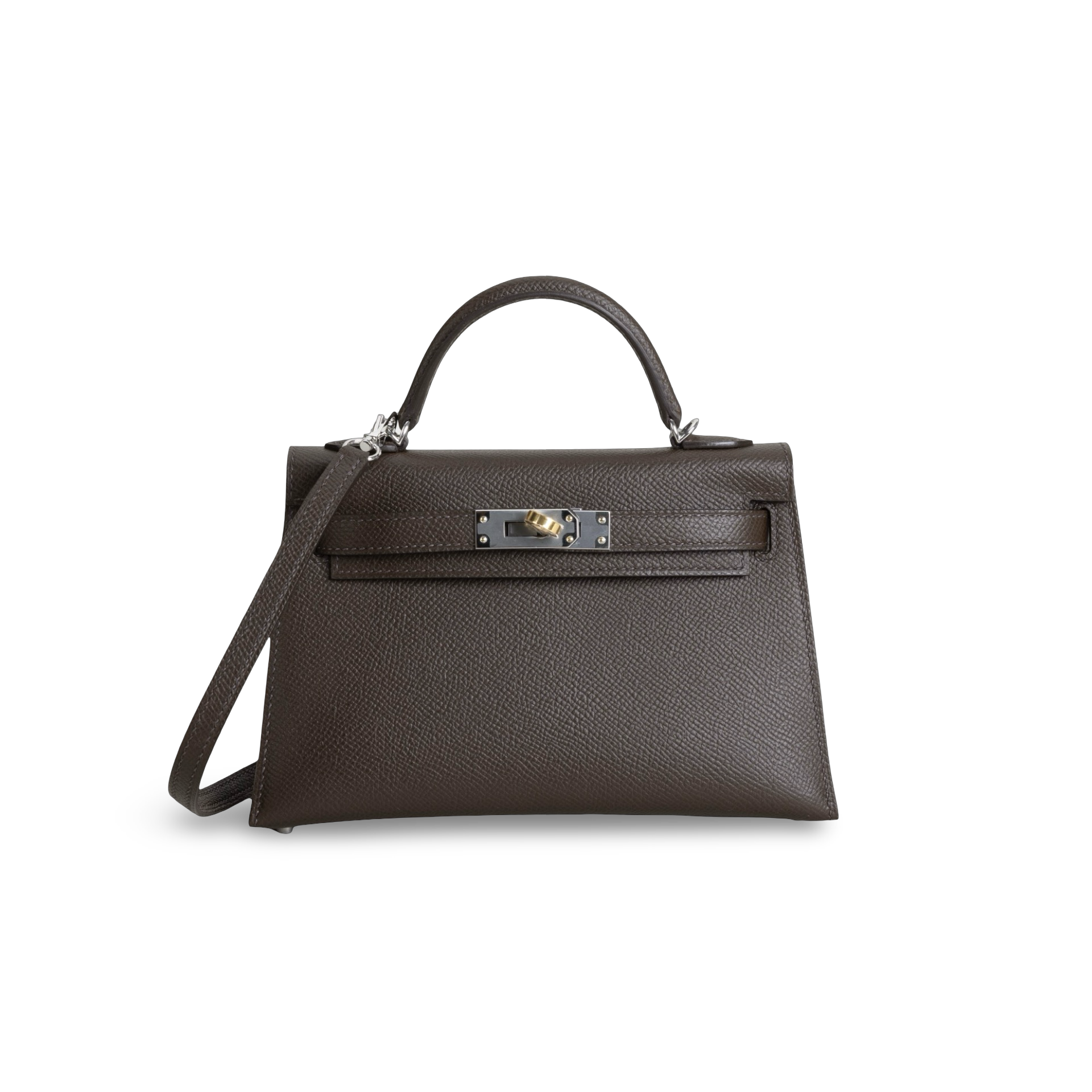 MINI KELLY II (20) EPSOM LEATHER EBENE WITH ELECTRUM HARDWARE (EHW)