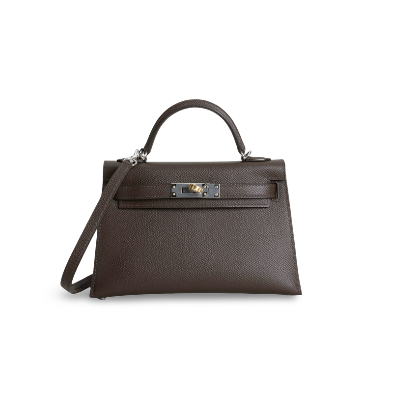 MINI KELLY II (20) EPSOM LEATHER EBENE WITH ELECTRUM HARDWARE (EHW)