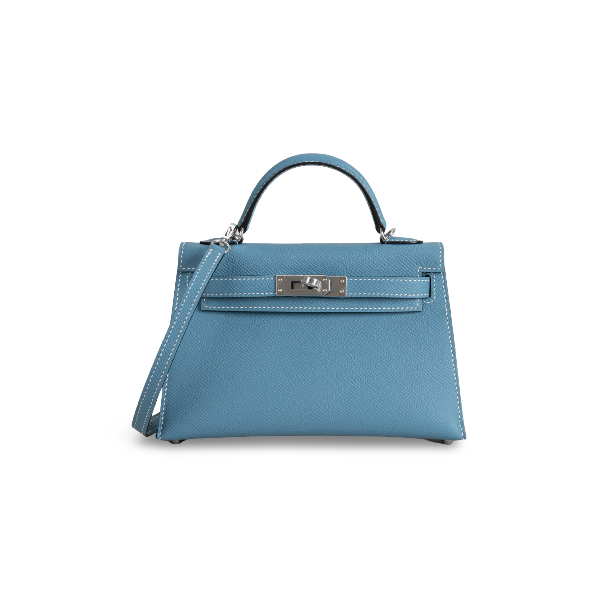 MINI KELLY II (20) EPSOM LEATHER BLEU JEAN WITH PALLADIUM HARDWARE (PHW)