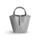 PICOTIN 18 LOCK OSTRICH LEATHER GRIS MEYER WITH PALLADIUM HARDWARE (PHW)