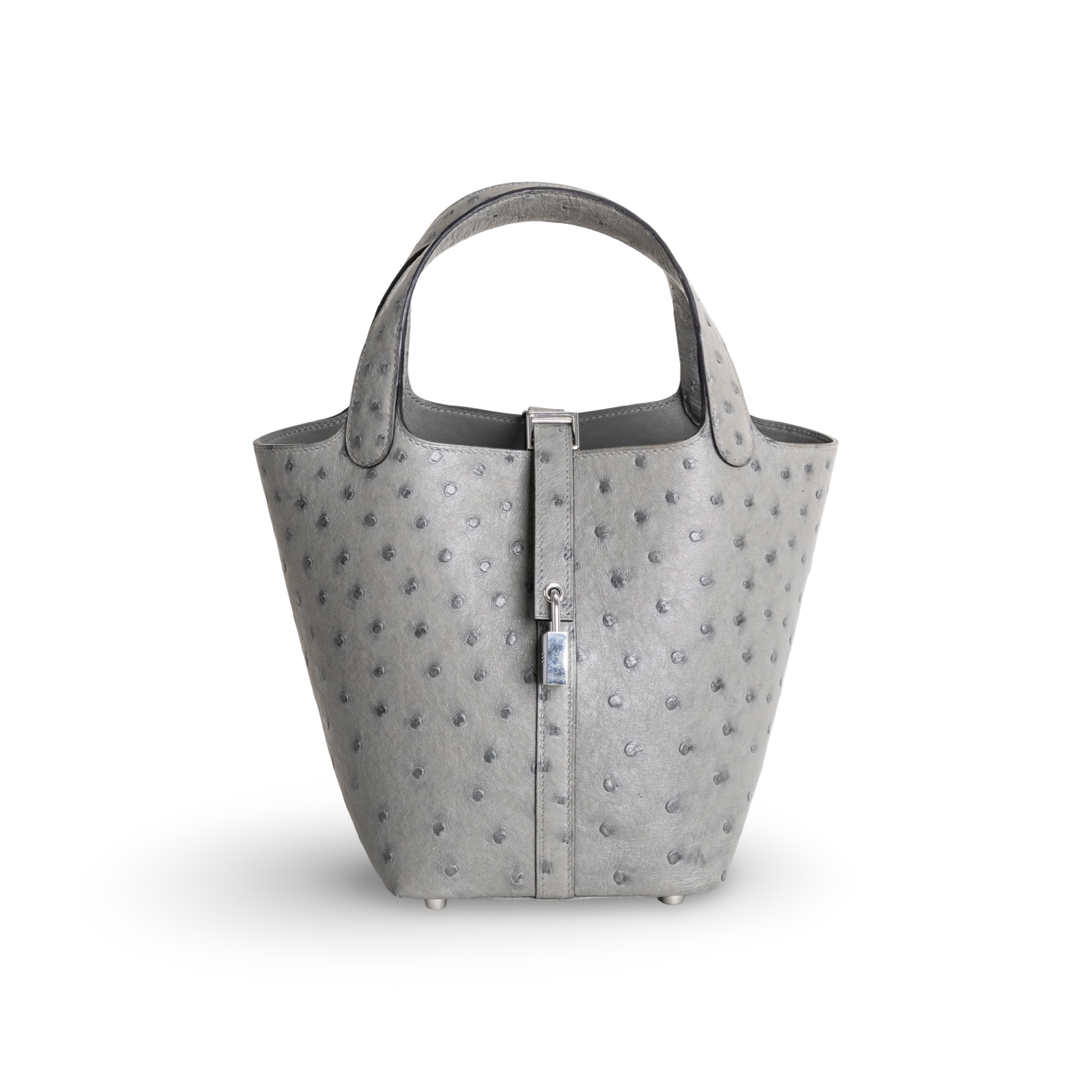 PICOTIN 18 LOCK OSTRICH LEATHER GRIS MEYER WITH PALLADIUM HARDWARE (PHW)