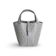 PICOTIN 18 LOCK OSTRICH LEATHER GRIS MEYER WITH PALLADIUM HARDWARE (PHW)