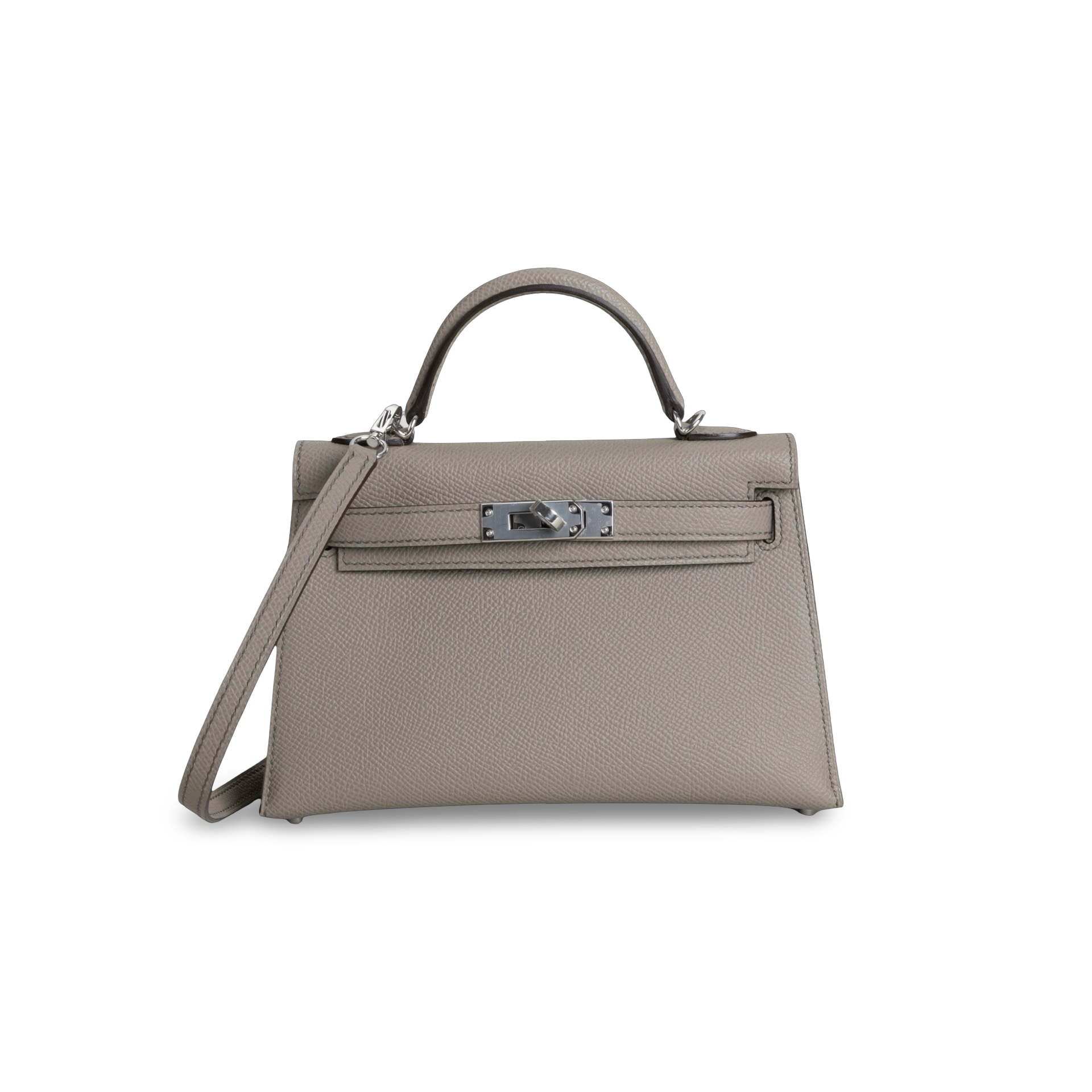 MINI KELLY II (20) EPSOM LEATHER GRIS ASPHALTE WITH PALLADIUM HARDWARE (PHW)