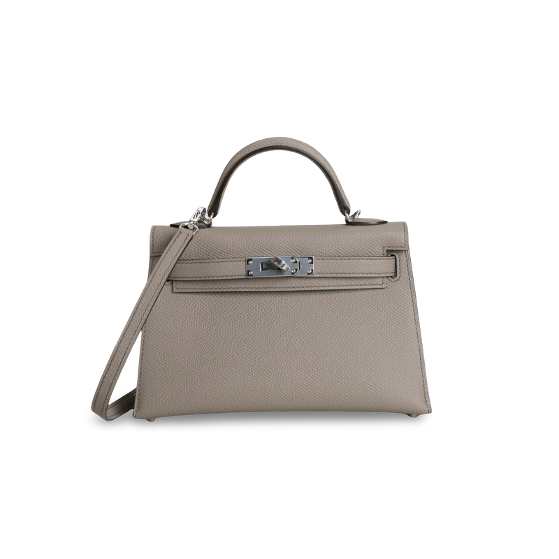 MINI KELLY II (20) EPSOM LEATHER GRIS ASPHALTE WITH PALLADIUM HARDWARE (PHW)
