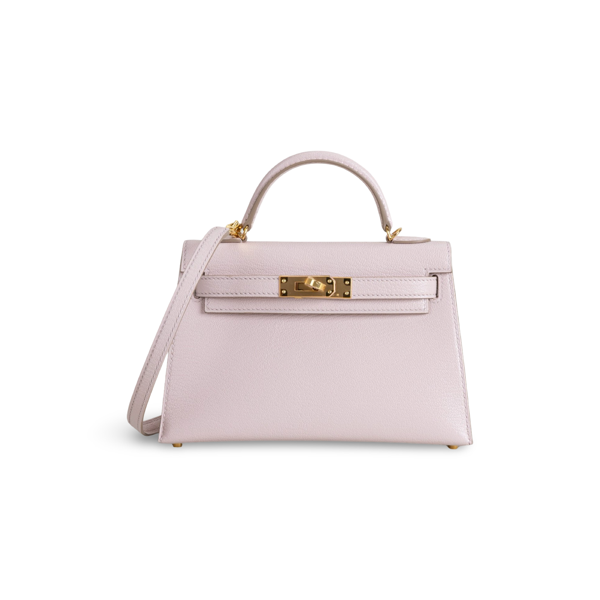 MINI KELLY II (20) CHEVRE LEATHER ROSE DARLING WITH GOLD HARDWARE (GHW)