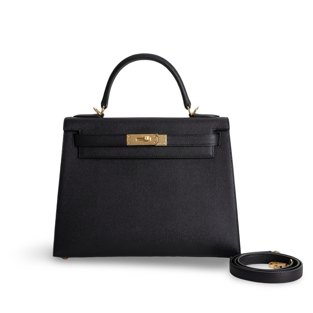 KELLY 28 EPSOM LEATHER NOIR (BLACK) WITH GOLD HARDWARE (GHW)