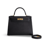 KELLY 28 EPSOM LEATHER NOIR (BLACK) WITH GOLD HARDWARE (GHW)