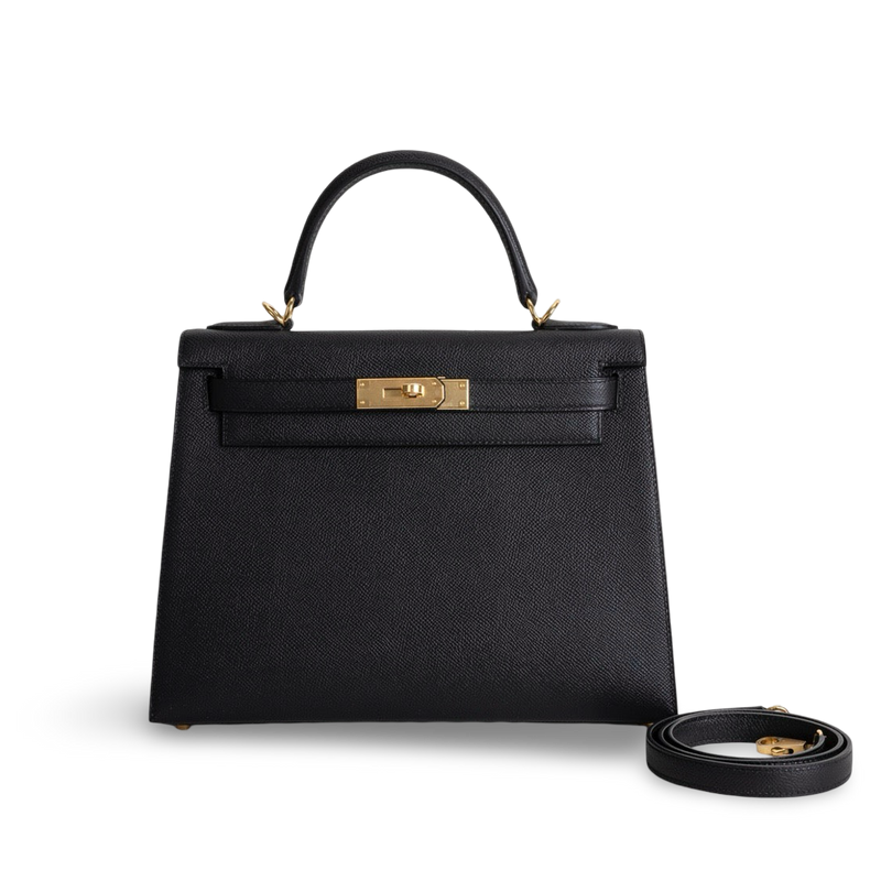 KELLY 28 EPSOM LEATHER NOIR (BLACK) WITH GOLD HARDWARE (GHW)