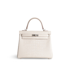 KELLY 25 MATTE MISSISSIPPIENSIS ALLIGATOR LEATHER BETON WITH PALLADIUM HARDWARE (PHW)