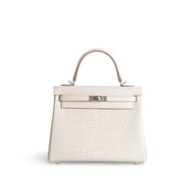 KELLY 25 MATTE MISSISSIPPIENSIS ALLIGATOR LEATHER BETON WITH PALLADIUM HARDWARE (PHW)