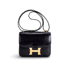 CONSTANCE 18 (MINI) SHINY MISSISSIPPIENSIS ALLIGATOR LEATHER NOIR (BLACK) WITH GOLD HARDWARE (GHW)