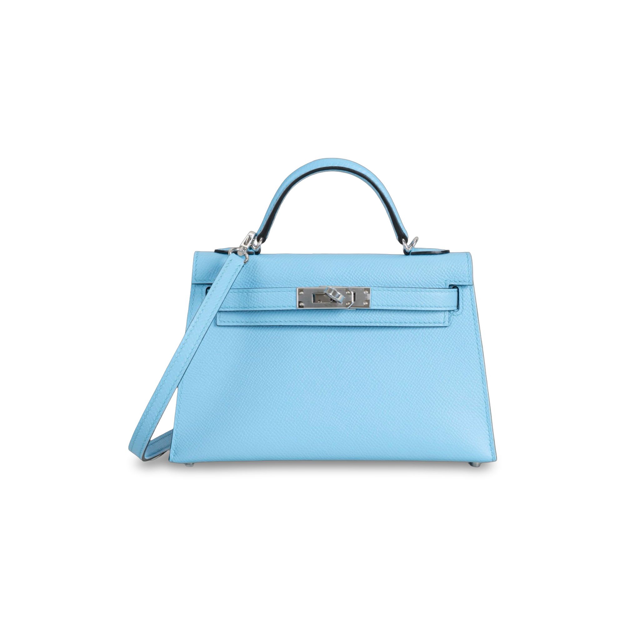MINI KELLY II (20) EPSOM LEATHER CELESTE WITH PALLADIUM HARDWARE (PHW)