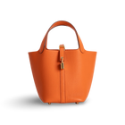 PICOTIN 18 LOCK CLEMENCE LEATHER ORANGE WITH GOLD HARDWARE (GHW)