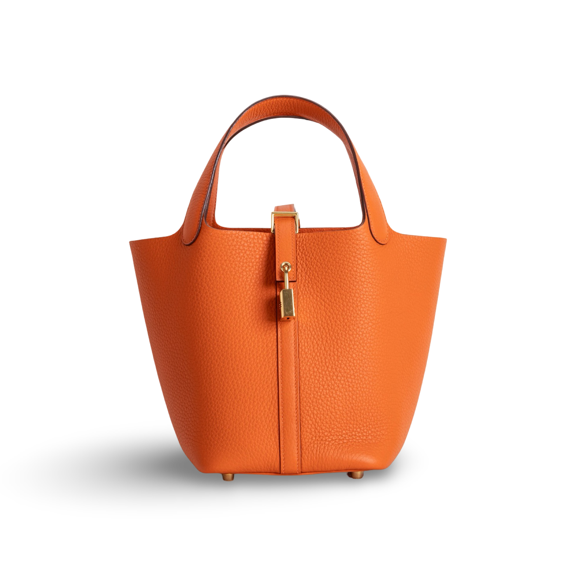 PICOTIN 18 LOCK CLEMENCE LEATHER ORANGE WITH GOLD HARDWARE (GHW)