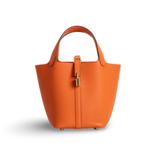 PICOTIN 18 LOCK CLEMENCE LEATHER ORANGE WITH GOLD HARDWARE (GHW)