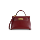 MINI KELLY II (20) BOX CALF LEATHER ROUGE H WITH GOLD HARDWARE (GHW)
