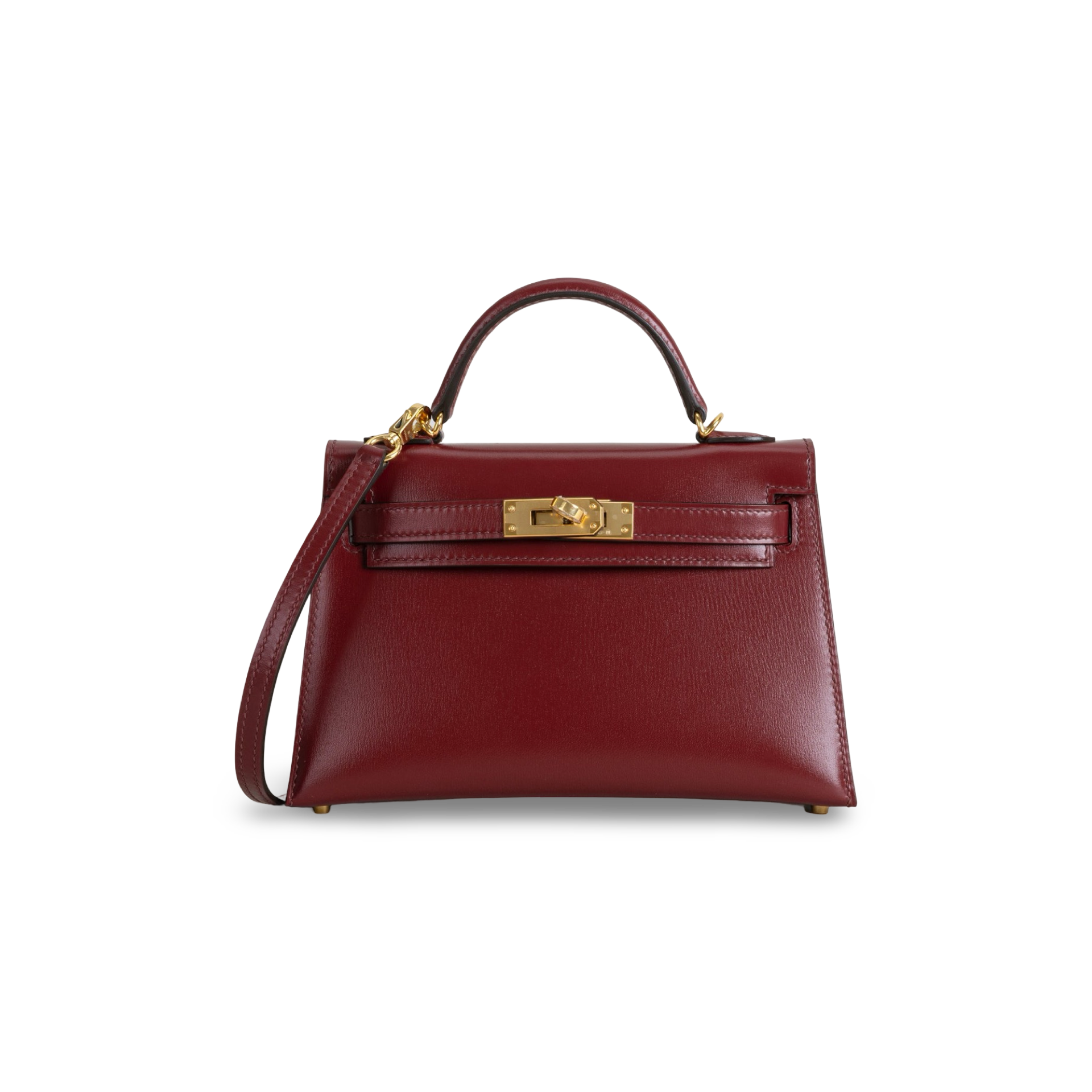 MINI KELLY II (20) BOX CALF LEATHER ROUGE H WITH GOLD HARDWARE (GHW)