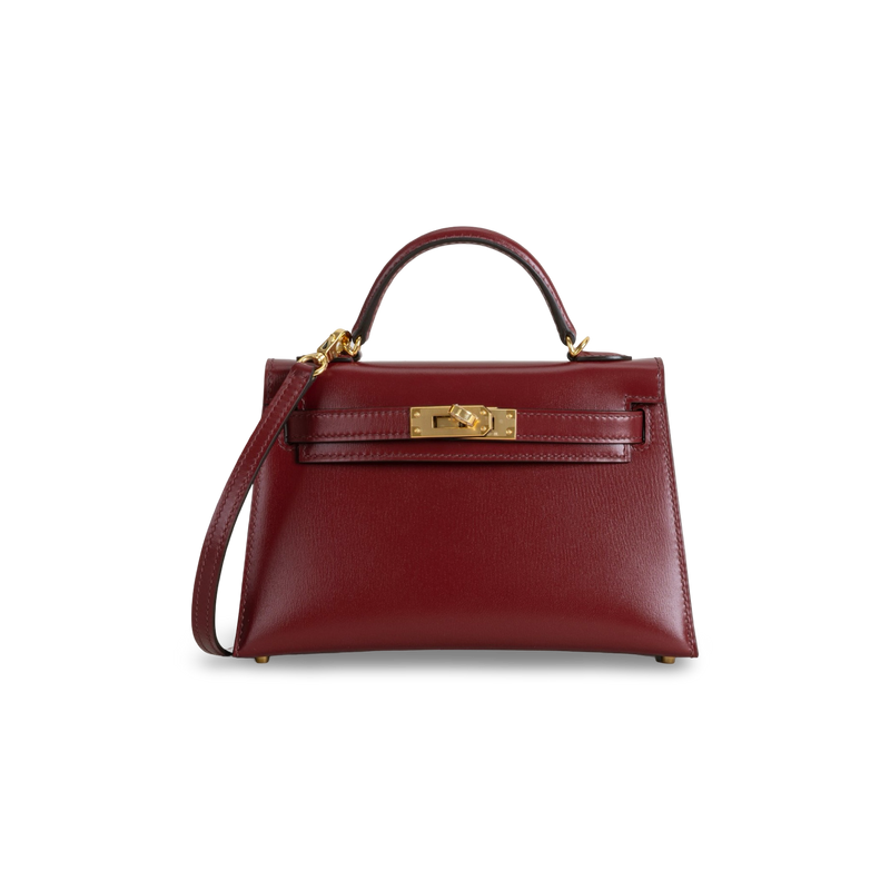 MINI KELLY II (20) BOX CALF LEATHER ROUGE H WITH GOLD HARDWARE (GHW)