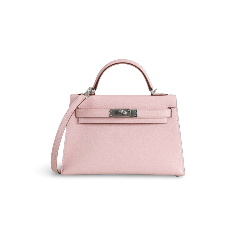 MINI KELLY II (20) CHEVRE LEATHER ROSE SAKURA WITH PALLADIUM HARDWARE (PHW)
