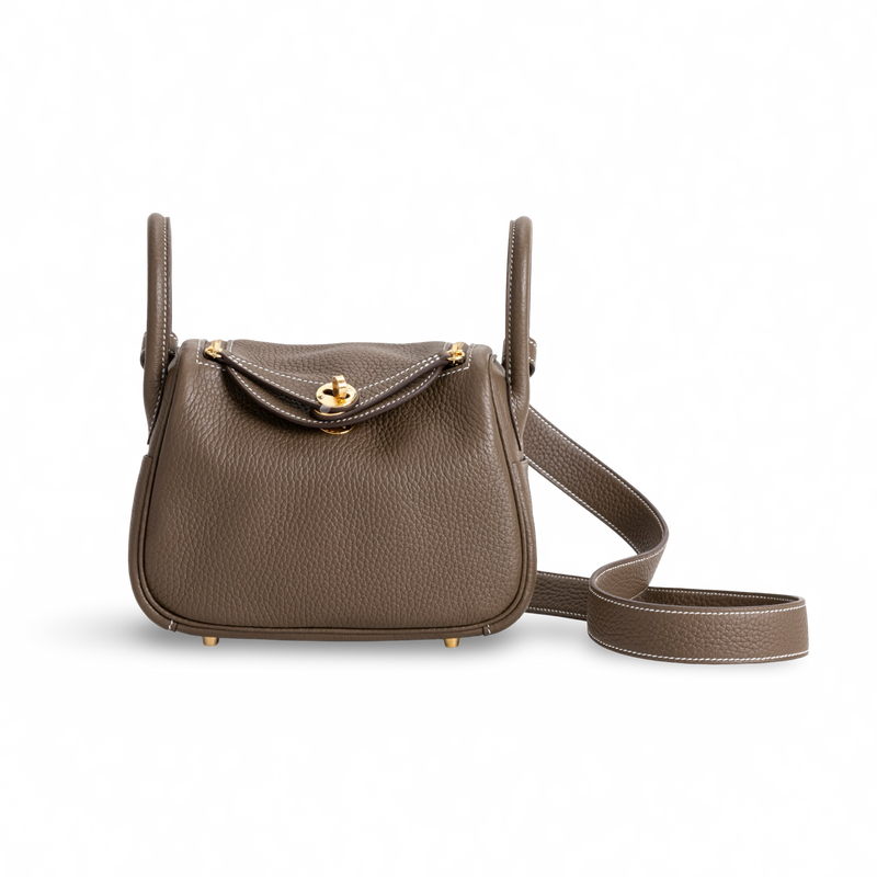 MINI LINDY 20 CLEMENCE LEATHER ETOUPE WITH GOLD HARDWARE (GHW)