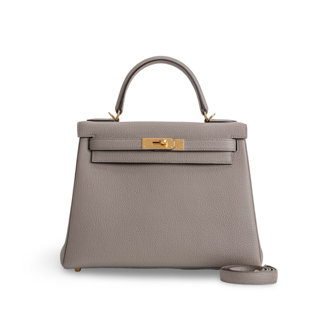 KELLY 28 TOGO LEATHER GRIS ASPHALTE WITH GOLD HARDWARE (GHW)