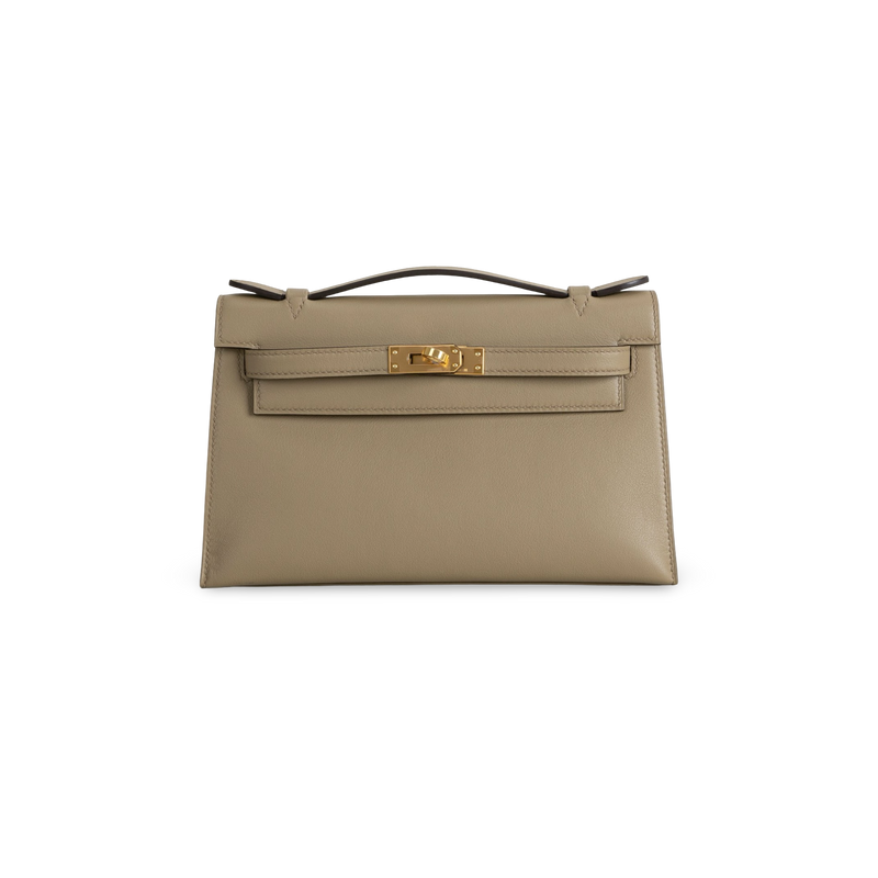 KELLY POCHETTE SWIFT LEATHER BEIGE MARFA WITH GOLD HARDWARE (GHW)