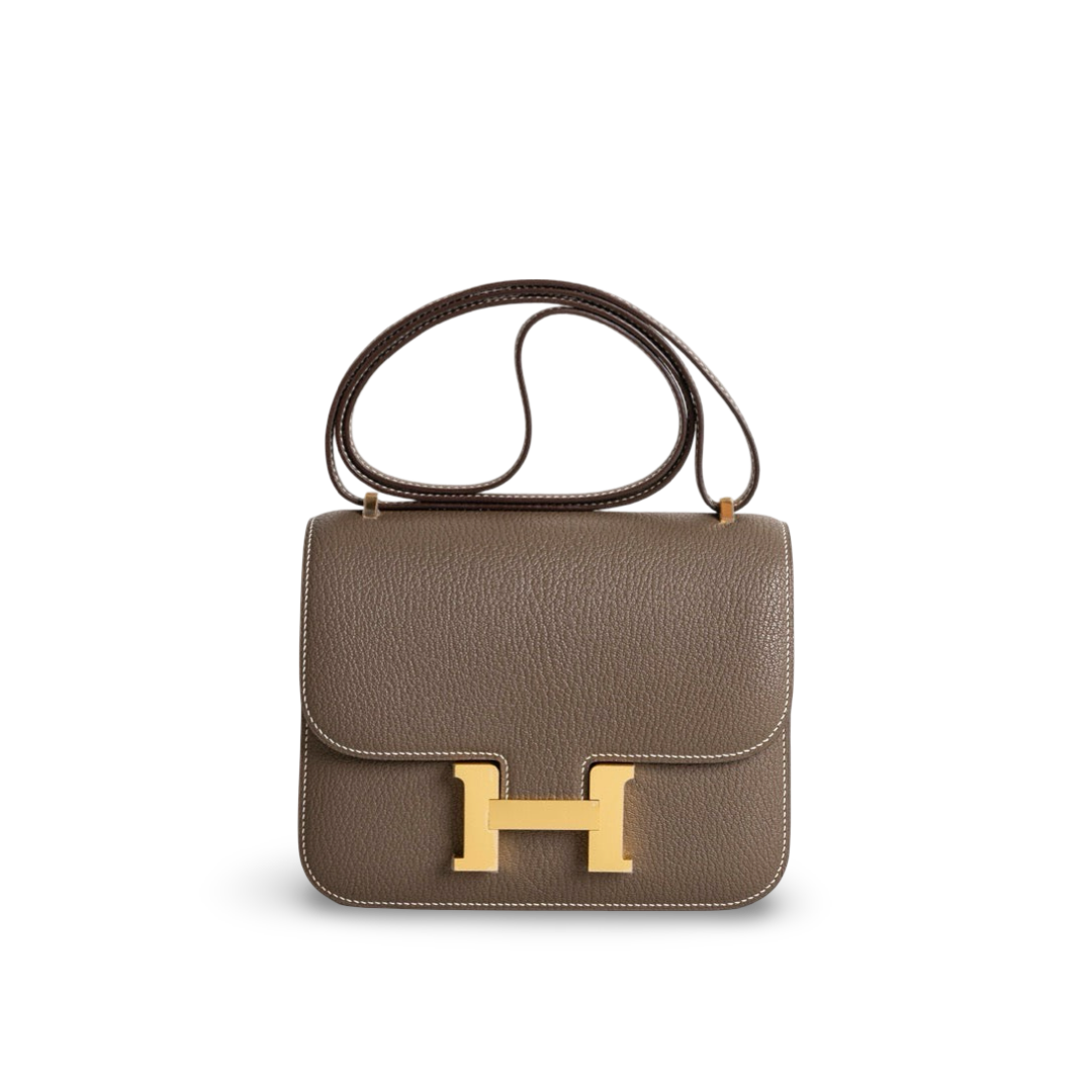 CONSTANCE 18 (MINI) CHEVRE LEATHER ETOUPE WITH GOLD HARDWARE (GHW)