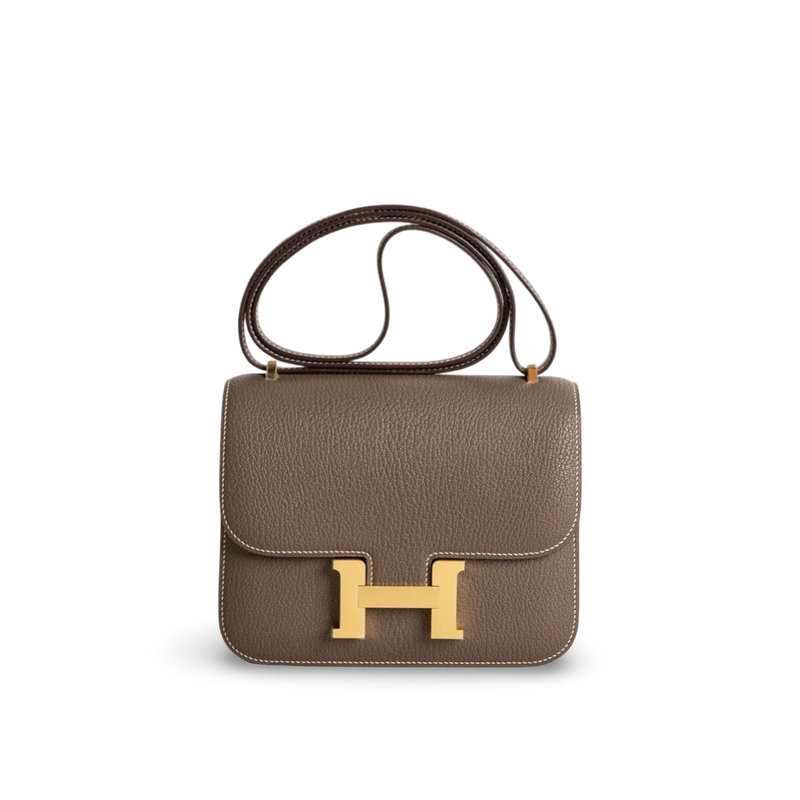 CONSTANCE 18 (MINI) CHEVRE LEATHER ETOUPE WITH GOLD HARDWARE (GHW)