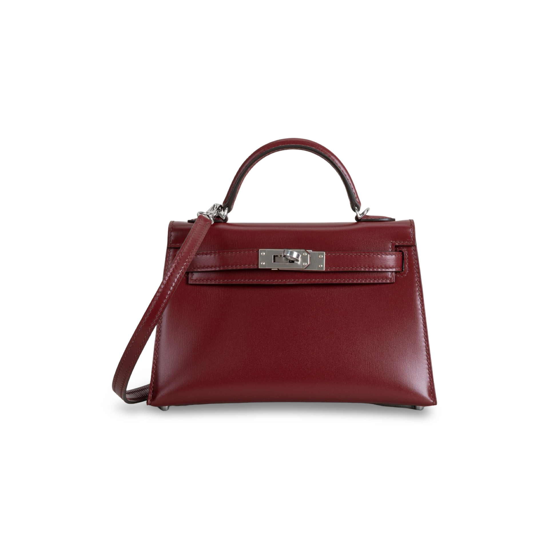 MINI KELLY II (20) BOX CALF LEATHER ROUGE H WITH PALLADIUM HARDWARE (PHW)
