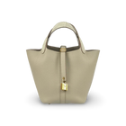 PICOTIN 18 TOUCH CLEMENCE LEATHER & MATTE MISSISSIPPIENSIS ALLIGATOR BETON WITH GOLD HARDWARE (GHW)