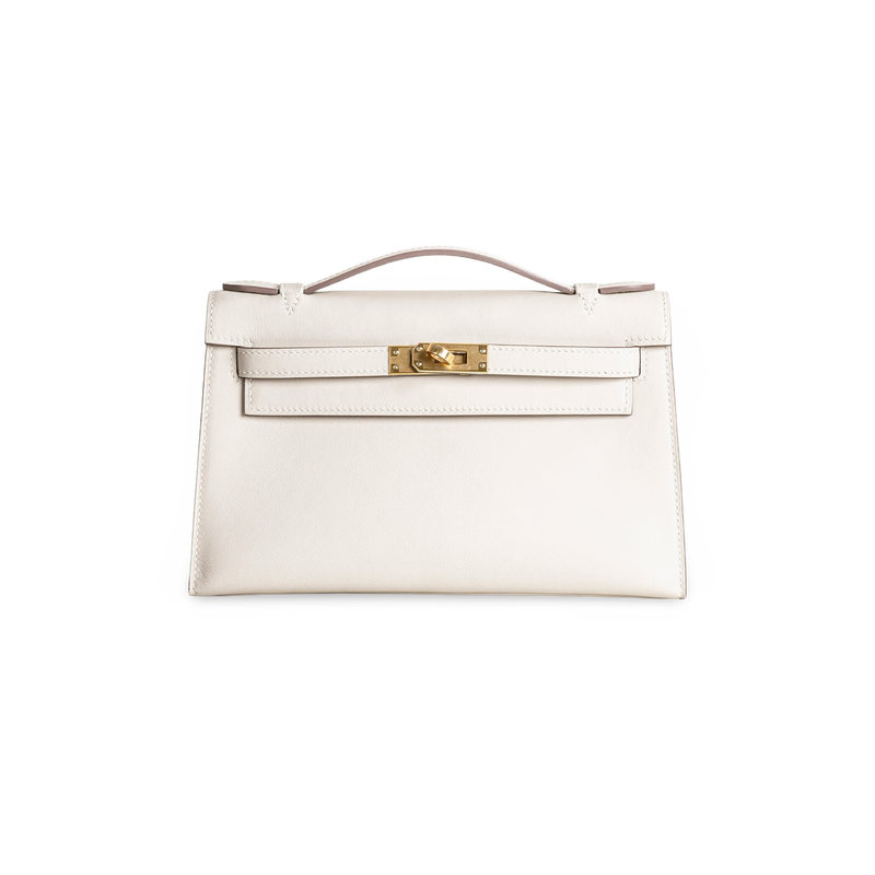 KELLY POCHETTE SWIFT LEATHER CRAIE WITH GOLD HARDWARE (GHW)