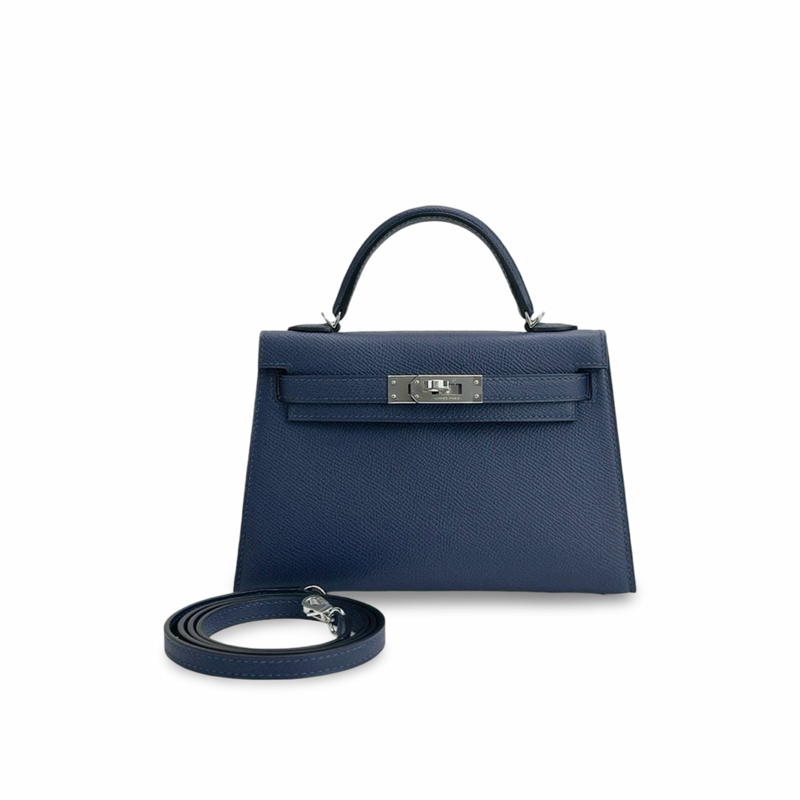 MINI KELLY II (20) EPSOM LEATHER BLEU SAPHIRE WITH PALLADIUM HARDWARE (PHW)